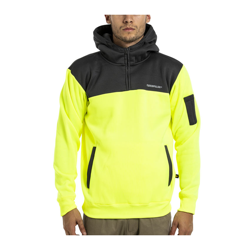 Caterpillar Men's Hi Vis Hoodies Yellow/Grey CAT-91425